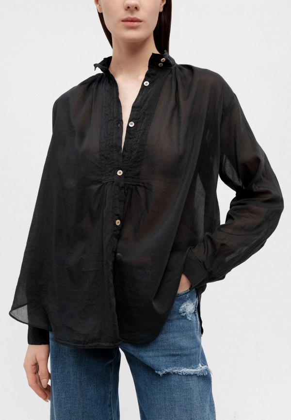 Рубашка Forte Forte cotton silk voile bohemien tuxedo shirt noir