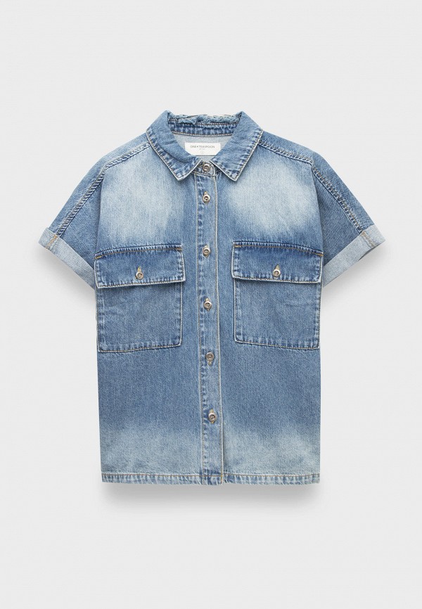 Рубашка джинсовая One Teaspoon blue rapture cut off denim shirt blue rapture